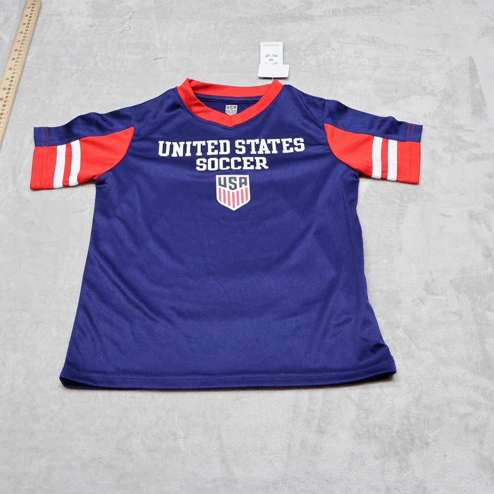 US Soccer Shirt Boys XS 4/5 Blue World Cup 2026 US Team V-Neck Jersey $20 NEW